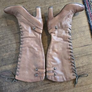 Sam Edelman Tan Leather Lace-Up Heeled Boots